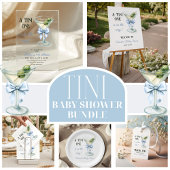 A Tini One Martini Blue Bow Book For Baby Shower エンクロージャーカード