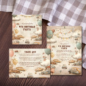 Retro Car Themed Kids Birthday 招待状