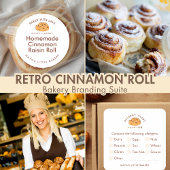 Retro Cinnamon Roll Logo Food Allergy Alert スクエアシール