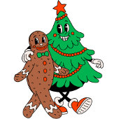 レトロクリスマスツリー&ジンジャーブレッドギフトラベル ギフトタグ