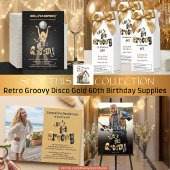 Black Gold Retro Let's Get Groovy 60th Birthday ワインラベル