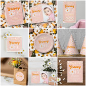 レトロGroovy One女の子1st誕生日へようこそ ポスター