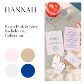 レトロピンク&ネイビーブルーバチェロレッテビンゴゲーム