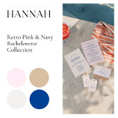 レトロなネイビーとピンクのストライプのバチェロレッテパーティー 紙コップ