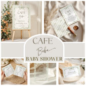 Retro Neutral Bow Cafe Bebe Coffee Baby Shower 招待状