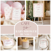 Retro Pink Bow Cafe Bebe Girl Coffee Baby Shower 招待状