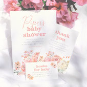 Retro Floral Girl Baby Shower 招待状