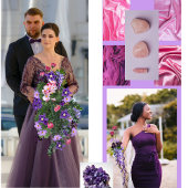 ピンクと紫のフローラ オールインワン招待状