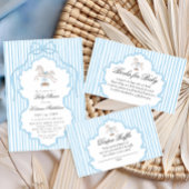 Blue Rocking Horse Baby Shower Diaper Raffle ポスター