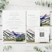 ロッキー雪の山の風景ウェディングレセプション エンクロージャーカード (この独立クリエイターのコレクションをカスタマイズ。)