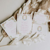 Rococo Floral Monogram Crest Wedding 招待状
