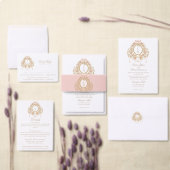 French Rococo Rose Monogram Wedding 出欠カード (この独立クリエイターのコレクションをカスタマイズ。)