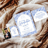 Romantic Blue Garden Graduation Party 招待状