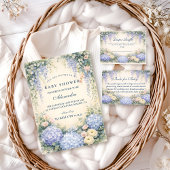 Romantic Blue Hydrangea Garden Baby Shower 招待状