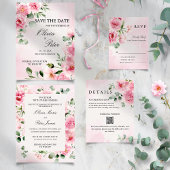 Blush Pink Floral Wedding Table Number テーブルナンバー