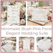 Minimalist Blush Pink Floral Elegant Wedding 招待状