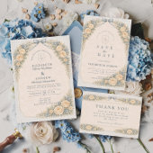 Romantic Blush Rose Arch Wedding 招待状