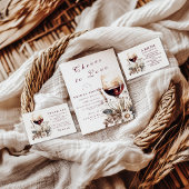 Romantic Burgundy Rose Wine Bridal Shower サンキューカード