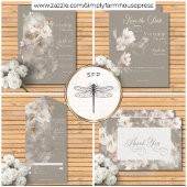 ロマンチックなエーテル中性ベージュフローラ結婚ズ 招待状