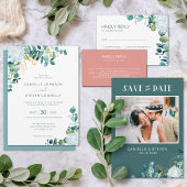 白い花ユーカリエレガントス結婚写真 セーブザデート