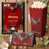 ロマンチックなゴシックのアイコン：ハート、バラ、スカル。 スタンダードカクテルナプキン