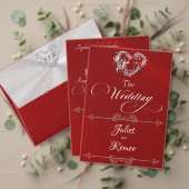 Romantic Silver Scroll Heart on Red 出欠カード (この独立クリエイターのコレクションをカスタマイズ。テスト)