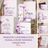 Elegant Lavender Gold Floral Wedding Save the Date 招待状