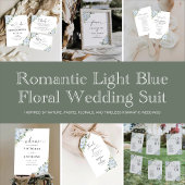 Romantic Light Blue Floral Wedding Invitation 招待状