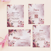 Watercolor Blush Floral Wedding Save the Date マグネット招待状