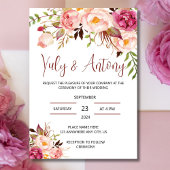 Rose template Invitación para boda floral acuarela 招待状