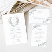 ロマンチックなソフトブルーモノグラムクレストシグネチャードリンク ポスター