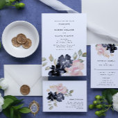 ロマンチックな水彩海軍花模様結婚ズブライド コーヒーマグカップ