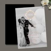 フローラ華美モノグラム写真結婚式の日付を保存 箔招待状