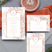 クラシックバラ金ゴールドモノグラムリース結婚ズ エンクロージャーカード