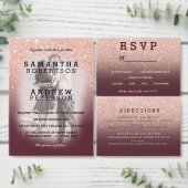 バラ金ゴールドフェイクグリッターバグラデーションルガンディRSVP結婚の 出欠カード (この独立クリエイターのコレクションをカスタマイズ。)