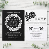 ヴィンテージホワイトローズリースクラフト結婚ダンボール 三つ折り招待状 (この独立クリエイターのコレクションをカスタマイズ。)