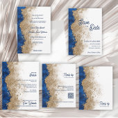 Royal Blue Gold Abstract Wedding Ceremony Program 招待状