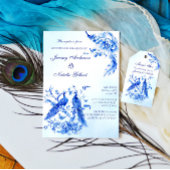 青い王室のpeacock予算ビクトリアンの結婚式の招待