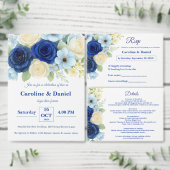 ネイビー王室のブ結婚ーの水彩アイボリー花 招待状ベリーバンド (この独立クリエイターのコレクションをカスタマイズ。)