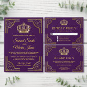 ロイヤルパープルゴールドクラウンベディングギフト スクエアシール (この独立クリエイターのコレクションをカスタマイズ。)