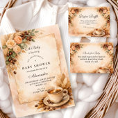 Rustic A Baby Is Brewing Coffee Baby Shower 招待状