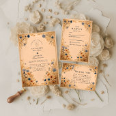 Rustic Blue Cornflower Wedding 招待状