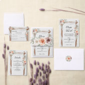 Rustic Arch Watercolor Floral | Boho Wedding     招待状 (この独立クリエイターのコレクションをカスタマイズ。)