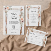 Rustic Boho Wedding – Watercolor Floral ラウンドシール (この独立クリエイターのコレクションをカスタマイズ。)