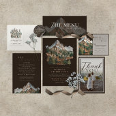 Rustic Watercolor Mountain Wedding Table Number テーブルナンバー