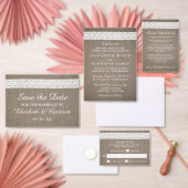 バーラ素朴ップ&ヴィンテージホワイトレース結婚ズ プレイスカード (この独立クリエイターのコレクションをカスタマイズ。)