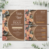 Rustic Charm Holy Matrimony Wedding Invitation 招待状 (この独立クリエイターのコレクションをカスタマイズ。)