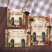 Rustic Cowboy 1st Rodeo Birthday 招待状