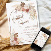 秋素朴ボホアーチパンパスグラスブライダルシャワー 招待状