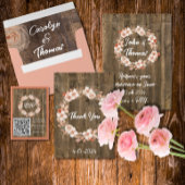 Rustic Farmhouse Boho Wood Grain & Flowers 台座サイン